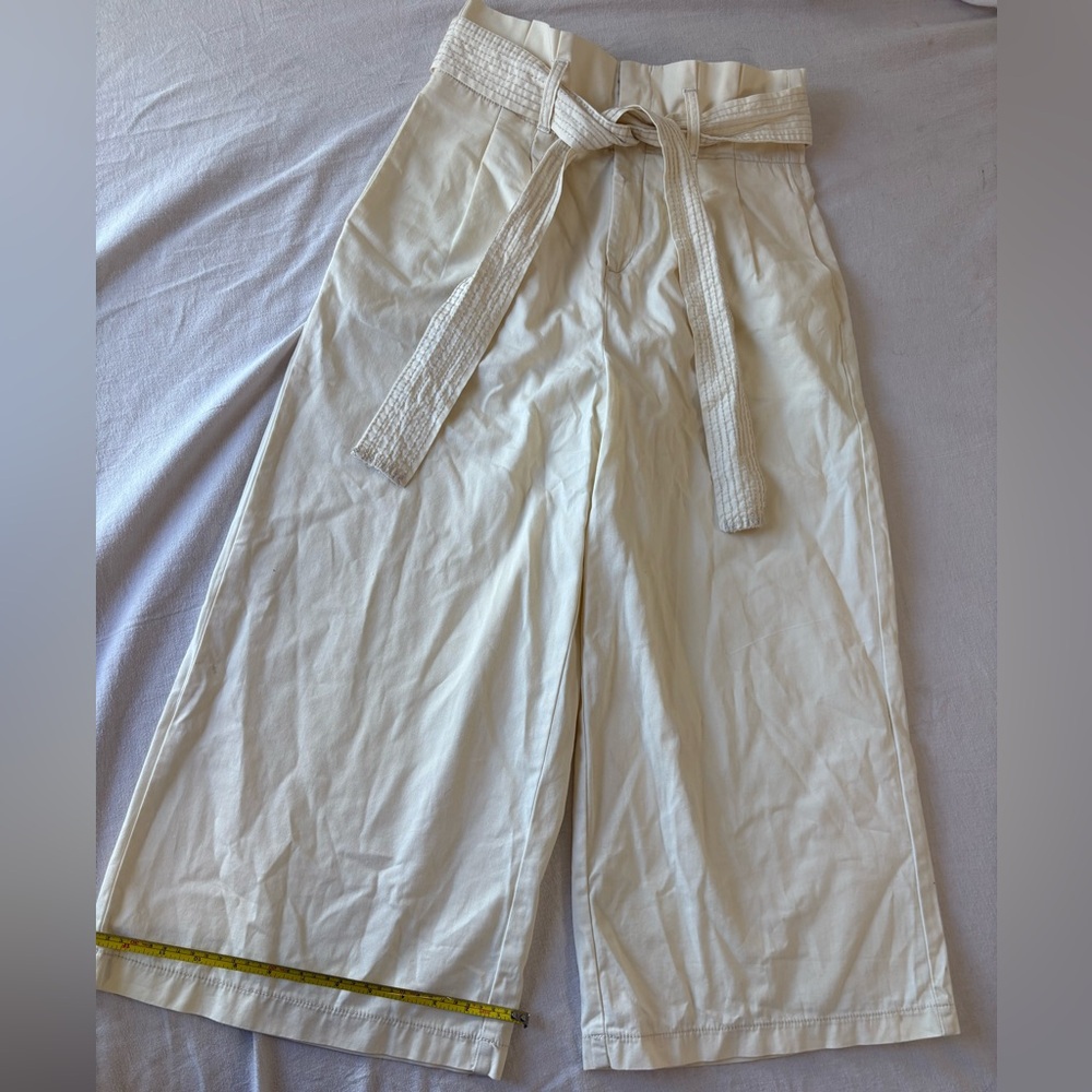 American Eagle Outfitters Cream High-Waist Wide-Leg Pants